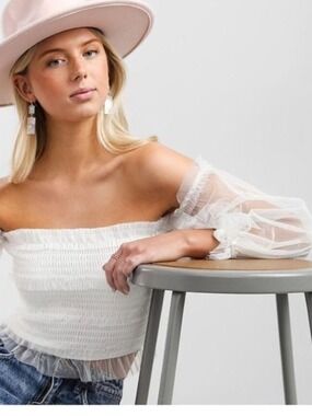 NWT $49 Evolutionary Smocked Crop Top